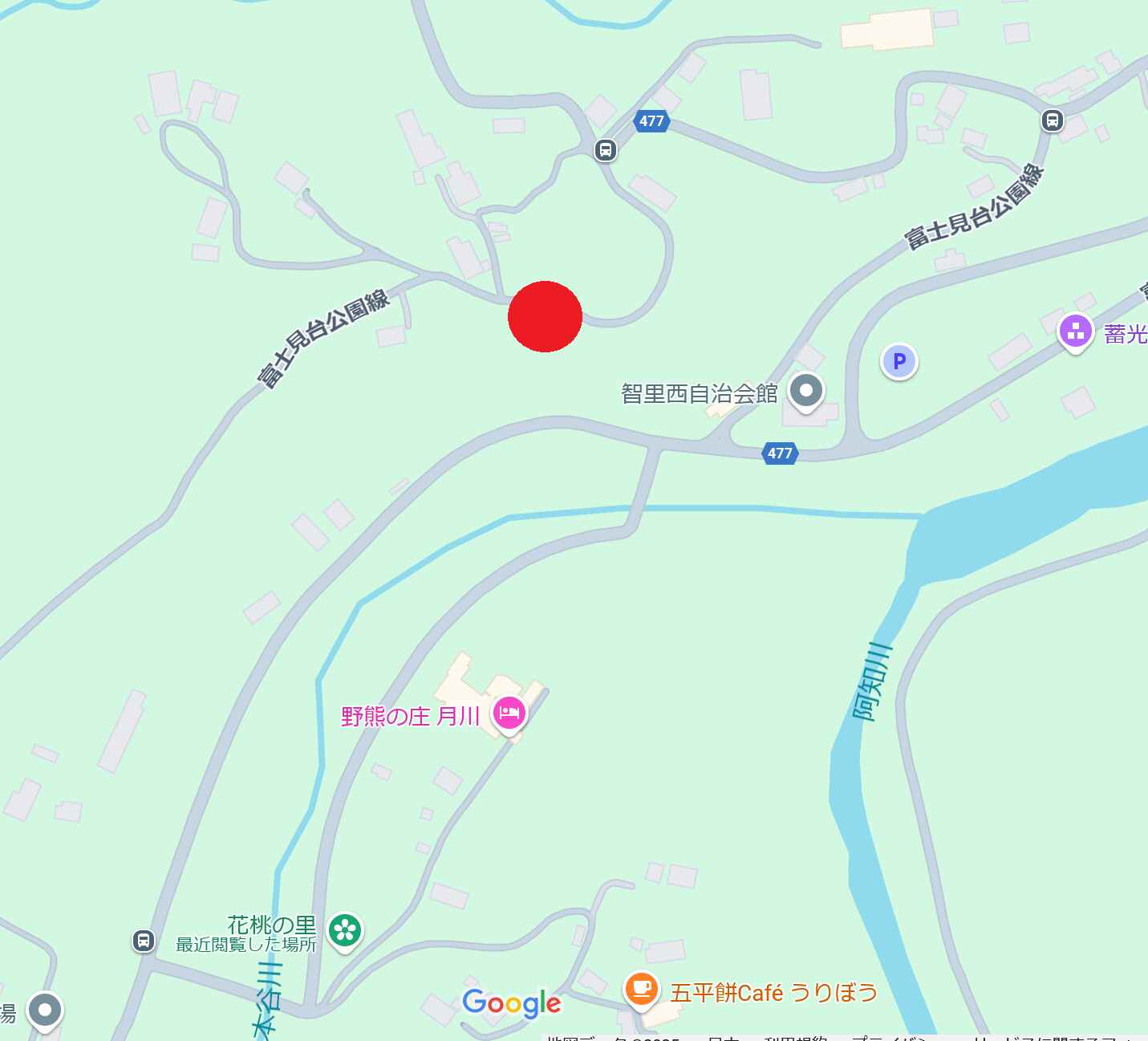 花桃の里の展望台の位置