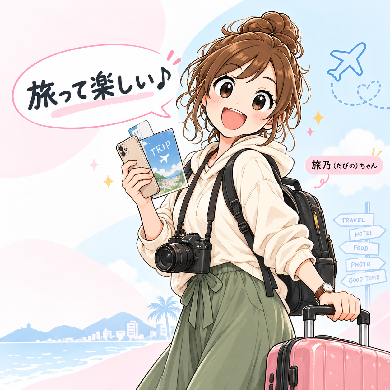 旅行を楽しむ旅乃ちゃん
