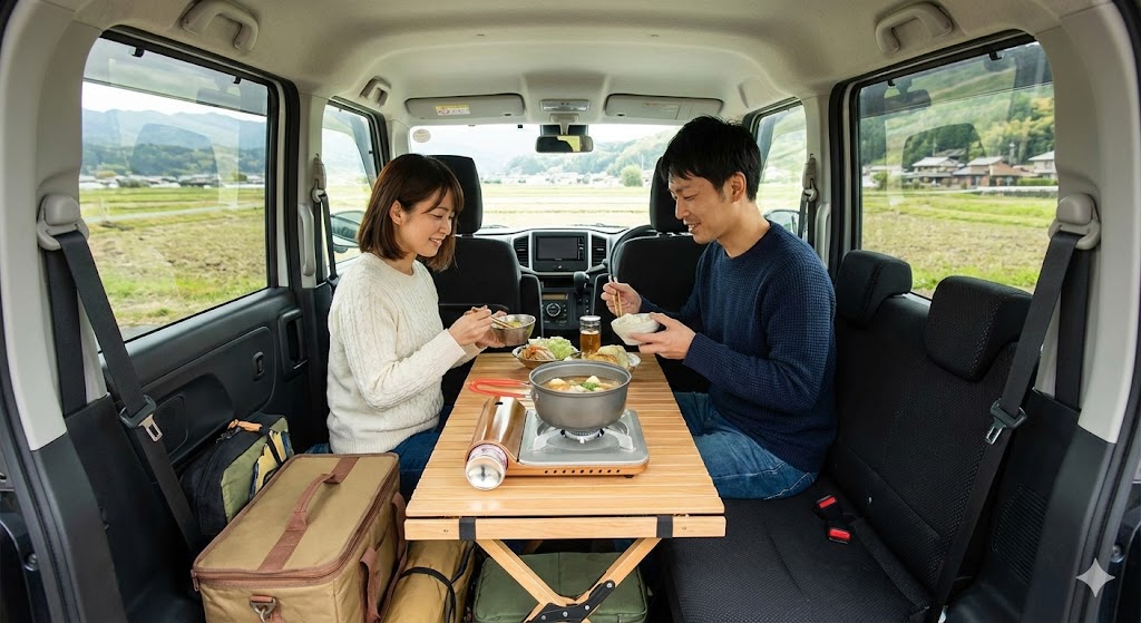 コンパクトカーで車中泊の「ダイニングキッチン」攻略ガイド