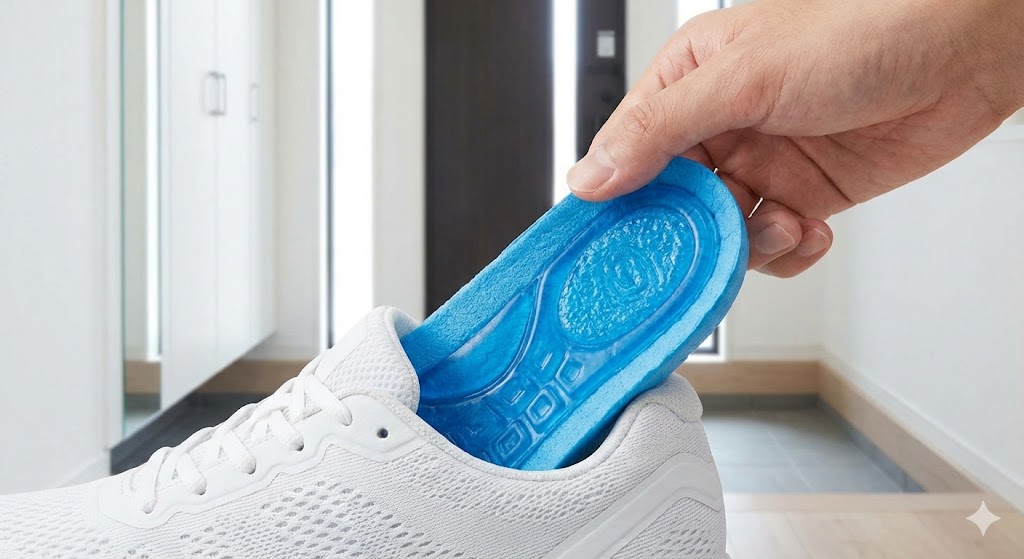 スニーカーの衝撃を抑える厚手の素材