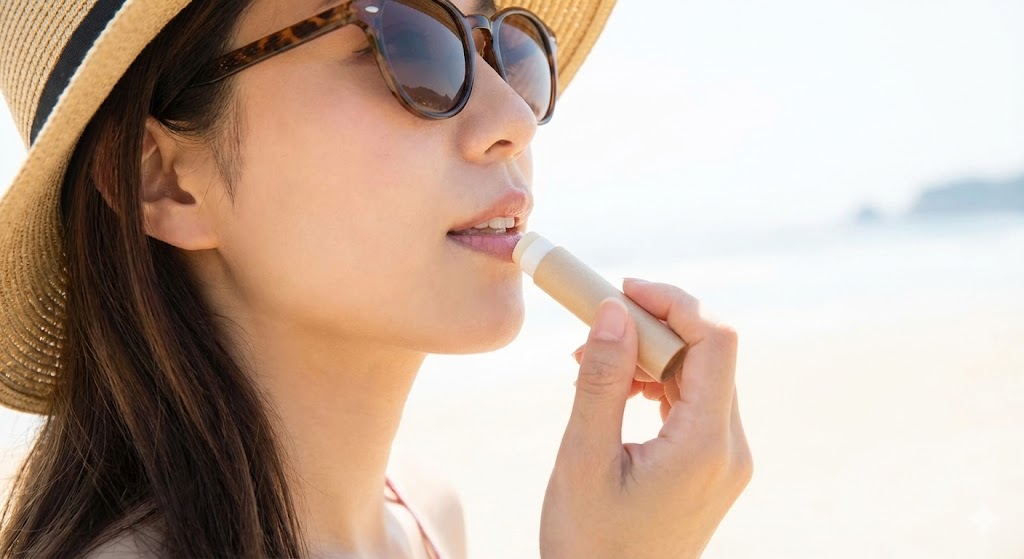 UVカット機能付きリップクリーム：唇の日焼けとガサガサを阻止