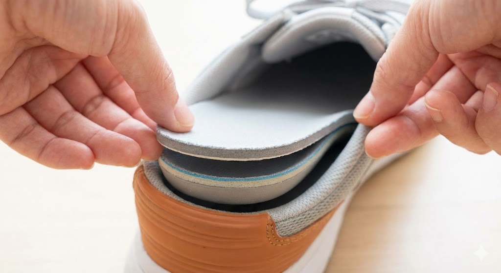 既存のソールとの重ね敷きによる調整法