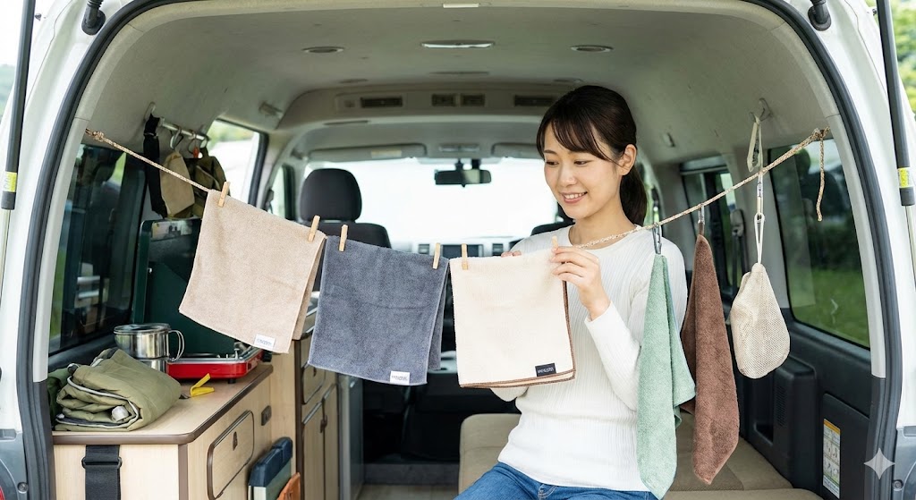 バスタオルは卒業？タオル選びと車内干しの工夫
