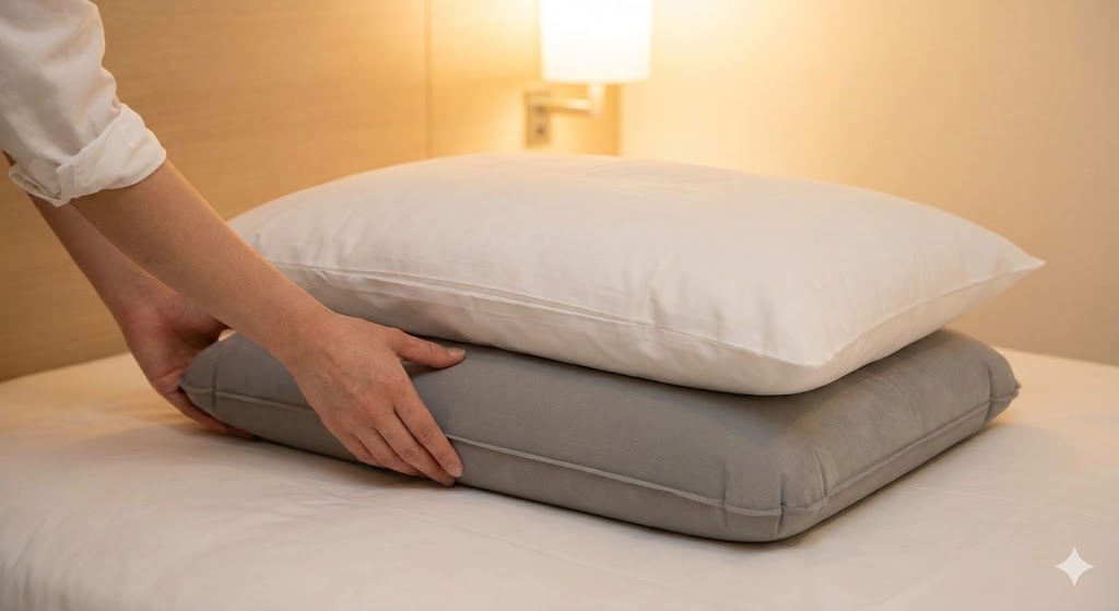 ホテルの枕が合わない時は「エアー枕」を使用して理想の高さに調整する