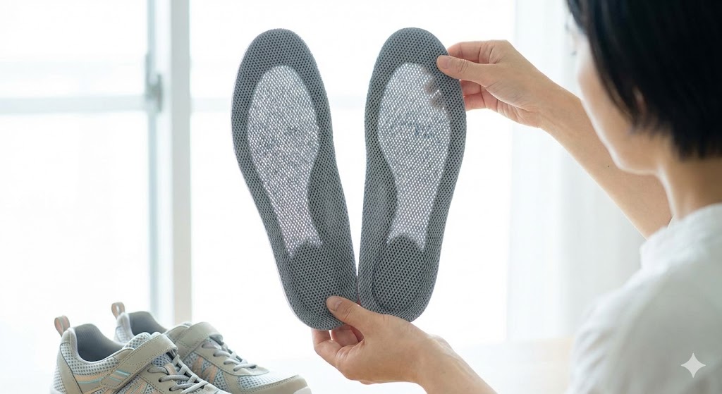 足の蒸れを防ぐ通気性の良いメッシュ生地