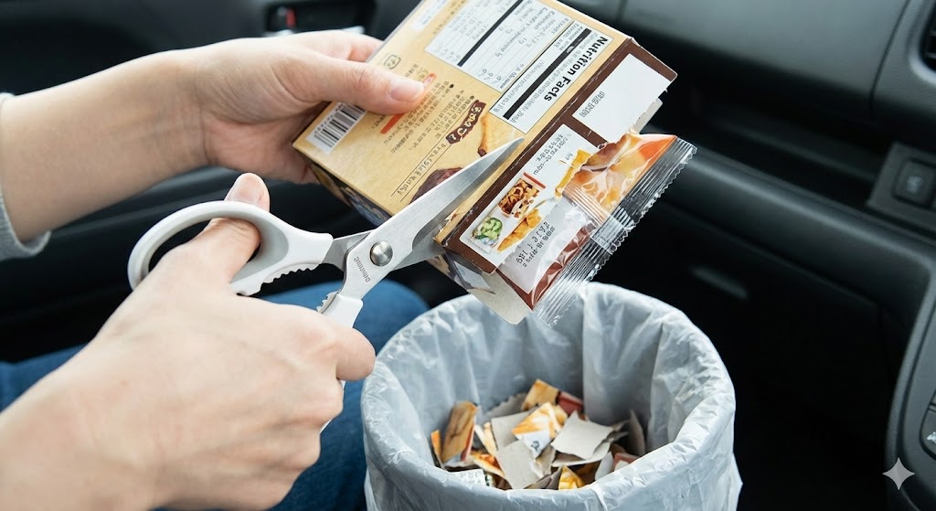 「分解式キッチンバサミ」でゴミをコンパクトに