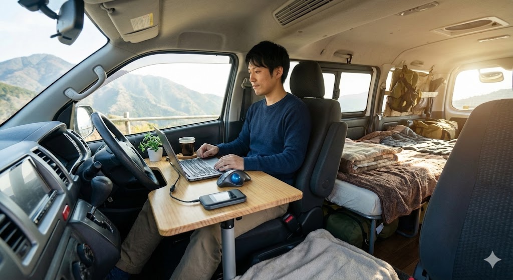 車内を「最強の書斎」に変える！軽量PC・トラックボール・通信環境の最適解