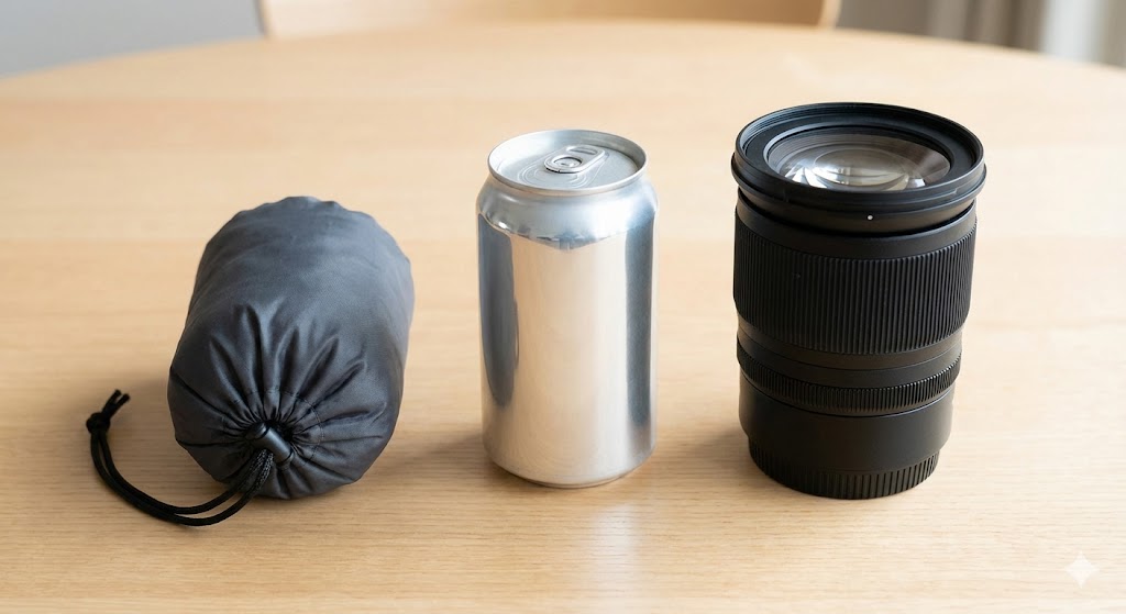 350ml缶やレンズと並べる