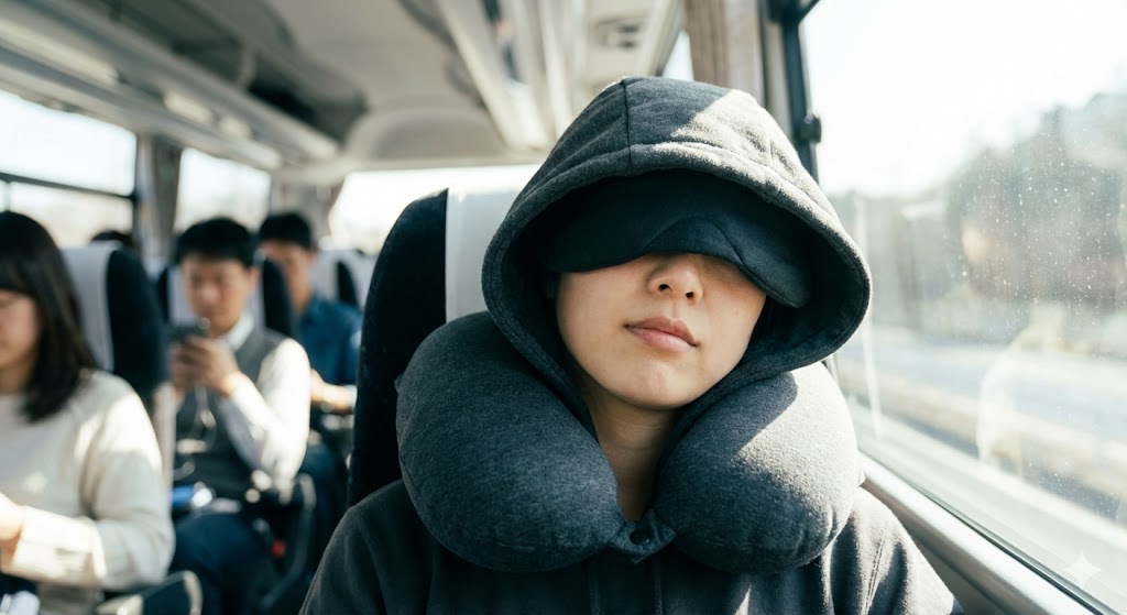 【遮光フード】明るい車内や駐車場でもアイマスクなしで「自分だけの夜」を作る