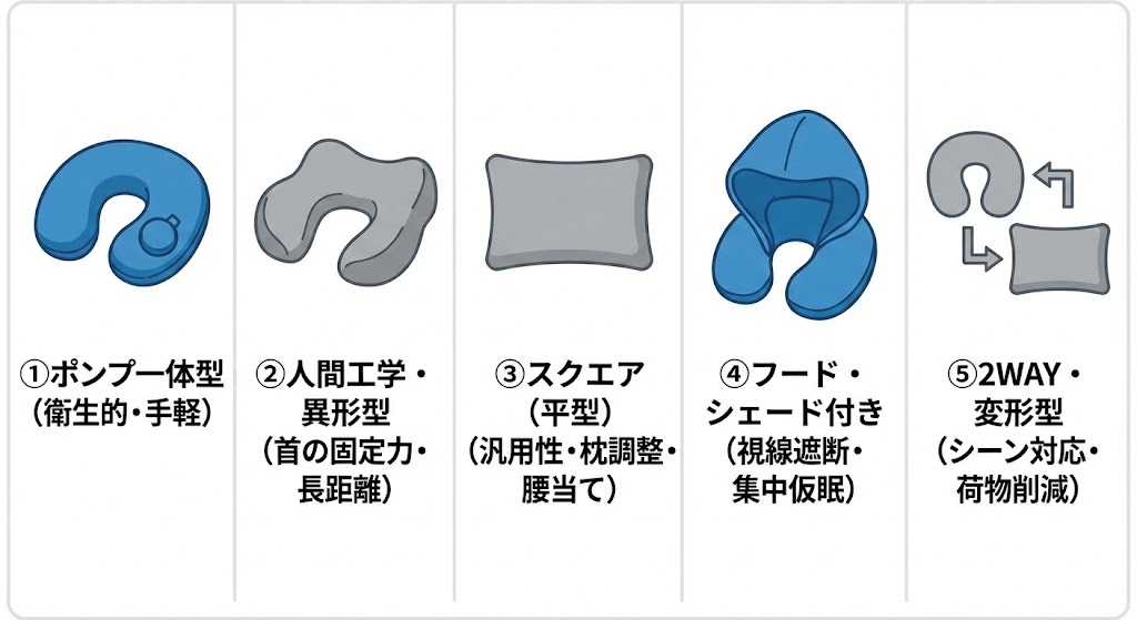 【全5タイプ】利用シーンで選ぶ「枕・ネックピロー エアータイプ」徹底解説