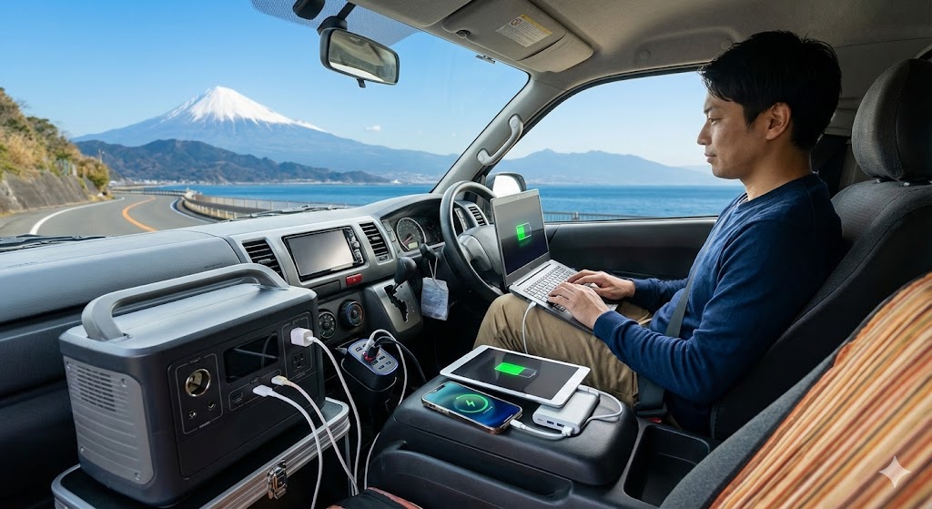 実際に使った車中泊の電源術！1年の旅で厳選した充電器とPC環境