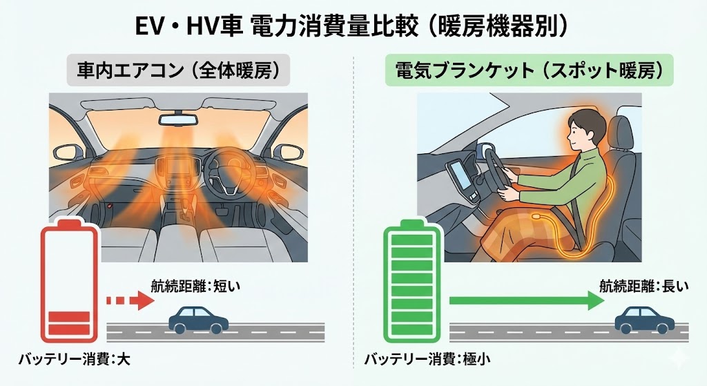 EV・HV車の電費を守る電気ブランケット