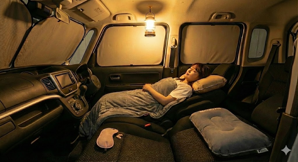 実際に使った私が教える夜の寝具とサンシェードでコンパクトカーを極上の個室に変える全手法