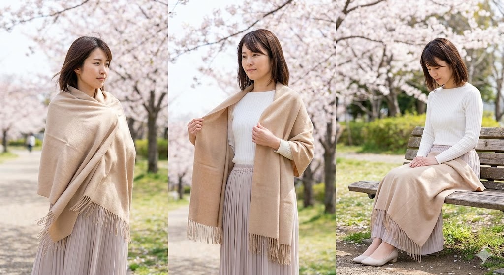 大判ストール：防寒から日除けまで、1枚で何役もこなす万能選手