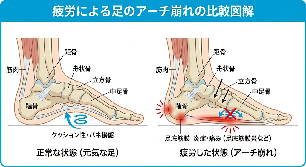 土踏まずを支えるアーチサポートの役割