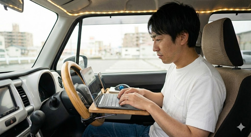 PC作業もこなせる「動くオフィス」