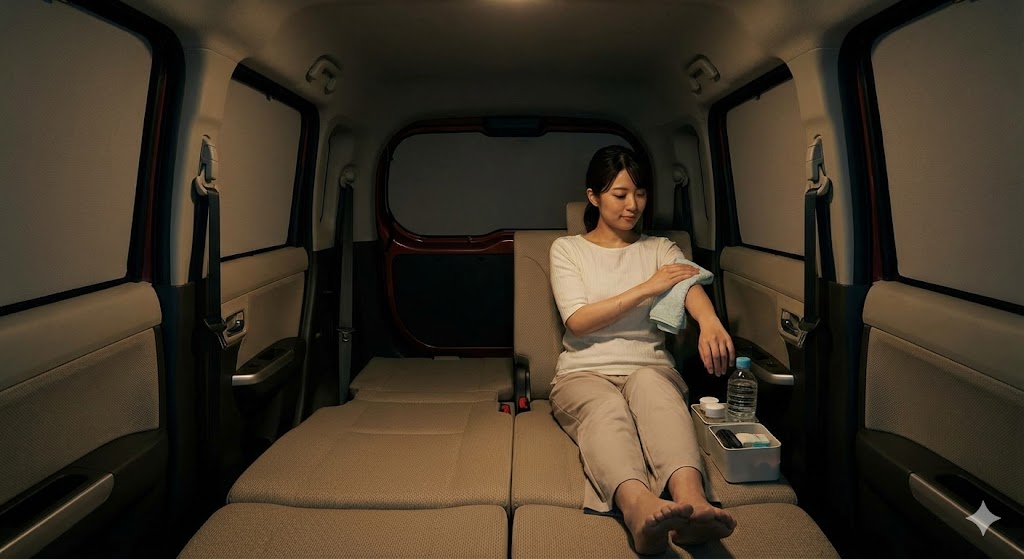 コンパクトカーを「極上の個室」に変える！車内体拭きとプライバシー確保の全技術