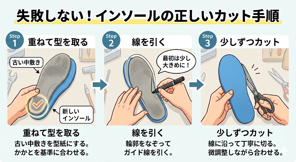 失敗しないインソールの切り方とサイズ調整