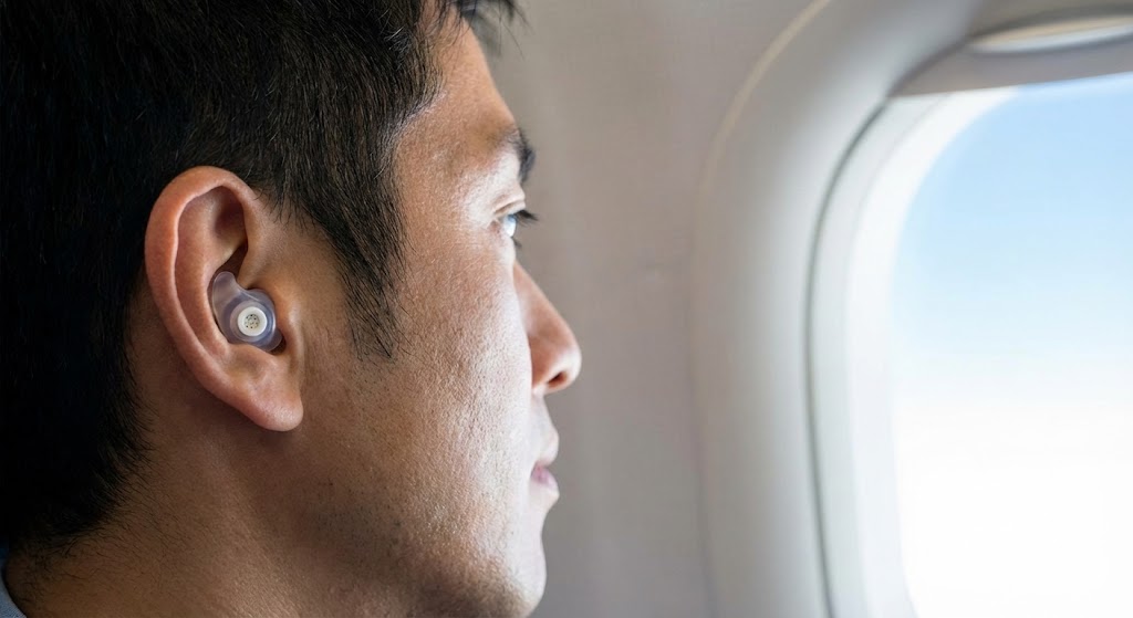 ②飛行機の耳痛を解消したい旅行者向け：気圧調整フィルター搭載タイプ