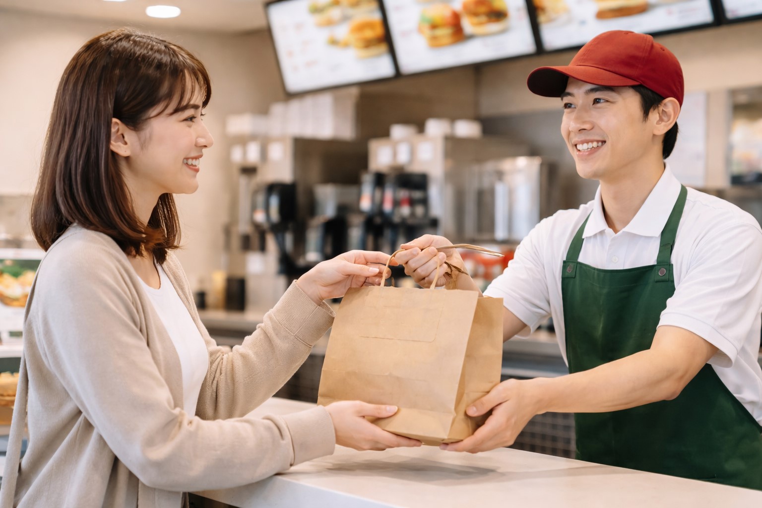 店内カウンターや車内での商品の受け取り