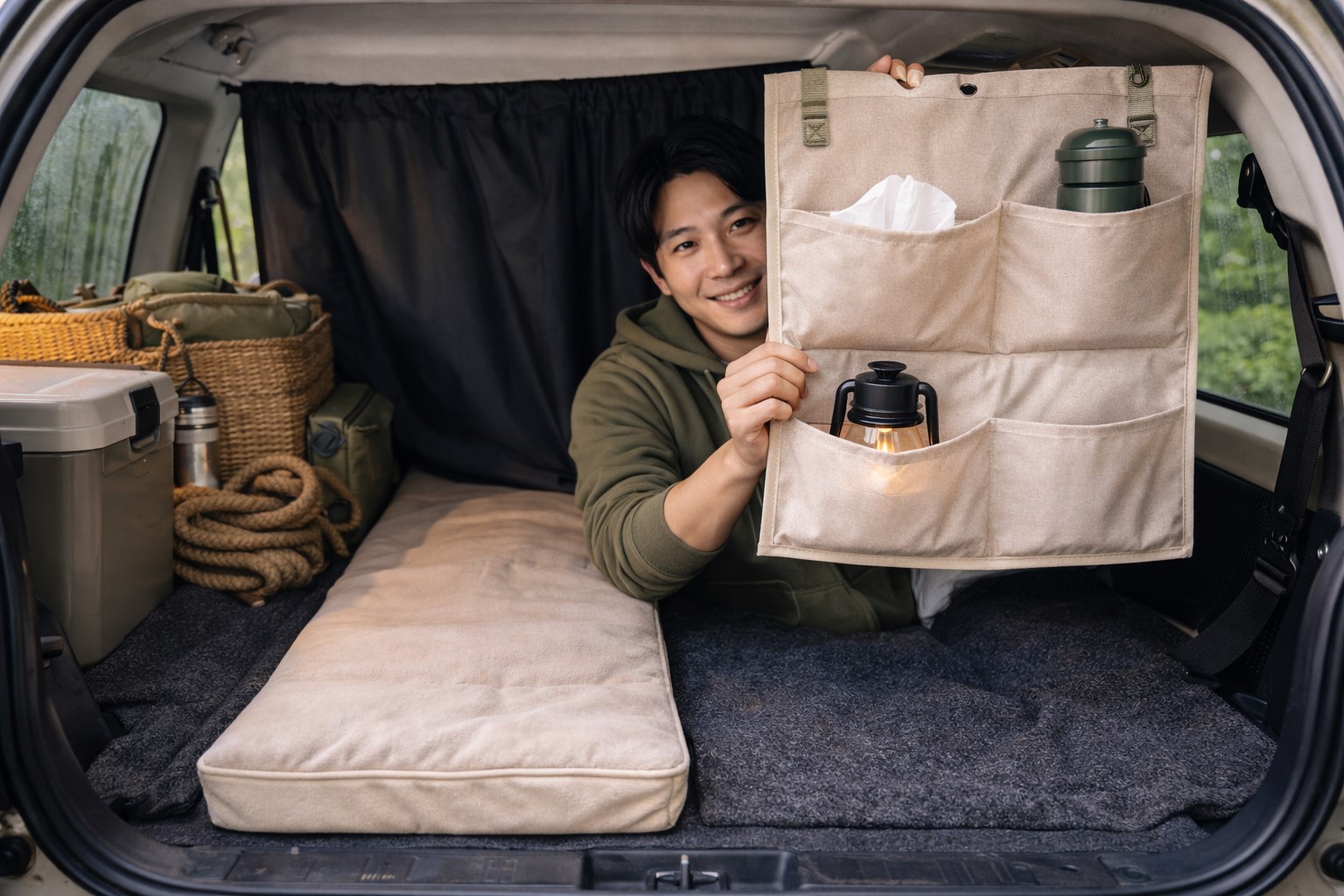 狭い車内での賢い収納と目隠し術