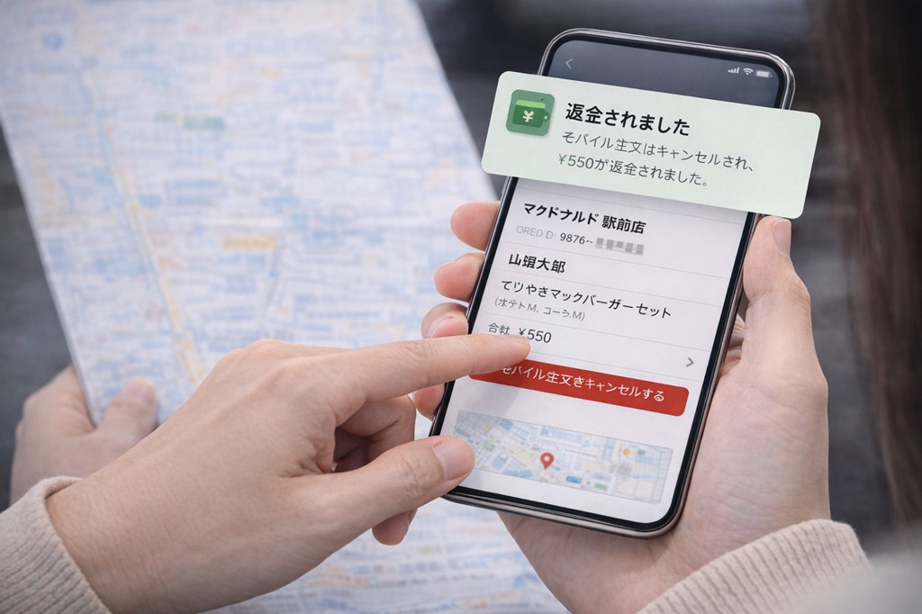 マックのモバイルオーダーをキャンセル！お店の間違い返金手順