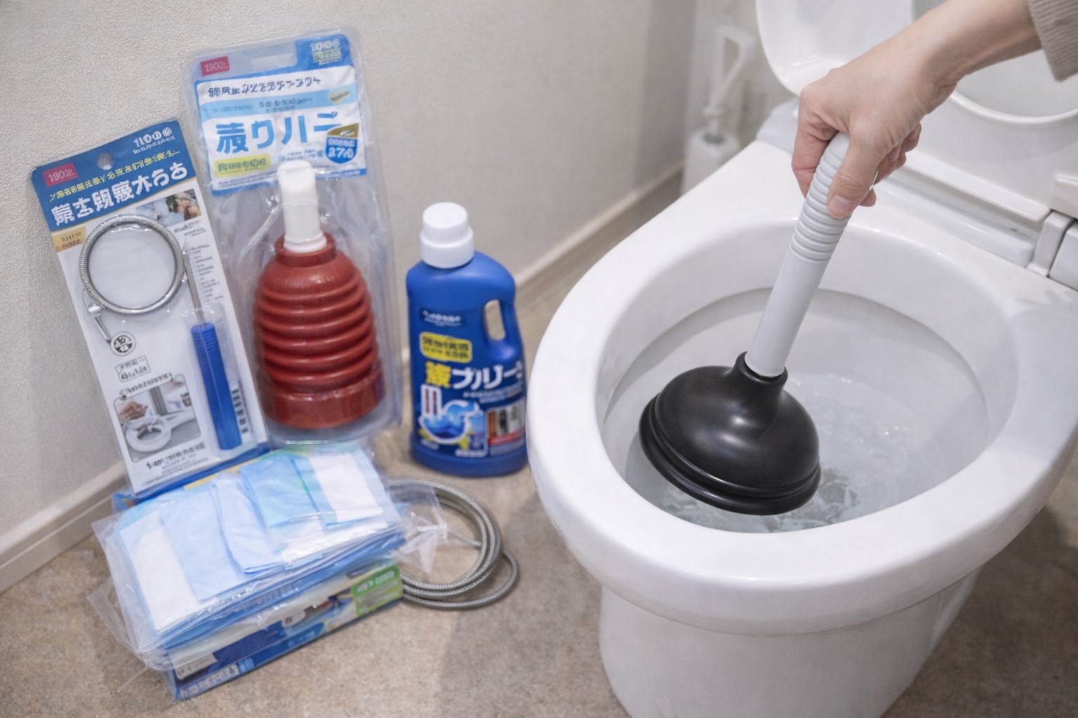 トイレのつまり道具も100均で