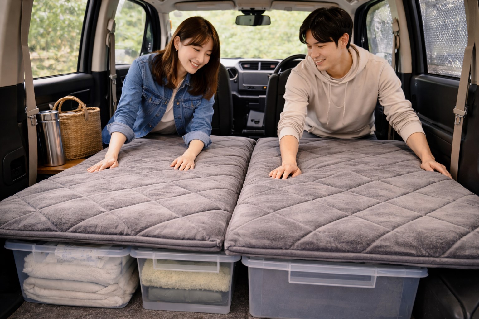 しまむらで車中泊マット代用術！ドンキやダイソーで安眠空間を作る