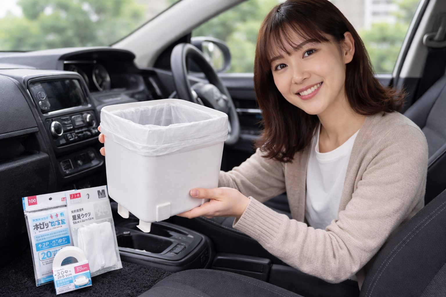 車のゴミ箱は100均ダイソー・セリア活用術！倒れない固定のコツ