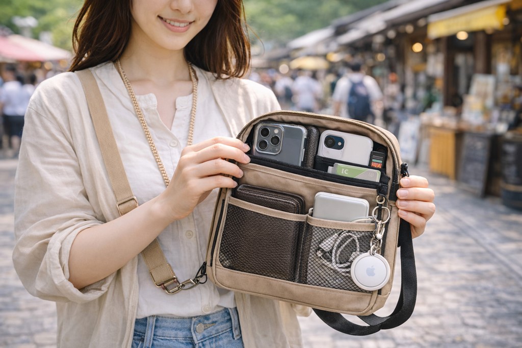 携帯の2台持ちポーチで中身を整理するコツ