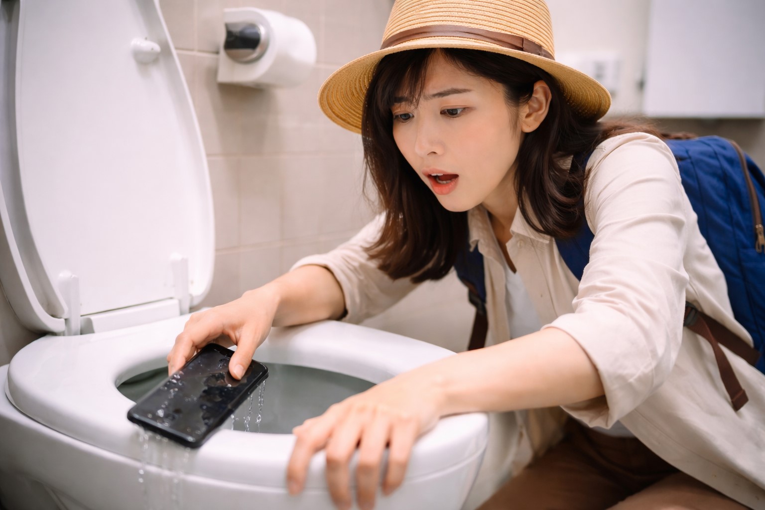 携帯をトイレに落としたら即電源オフ！観光地で役立つ応急処置
