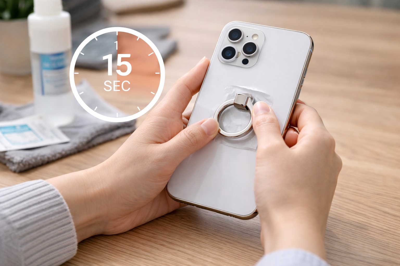 落下を防ぐスマホリングの貼り方