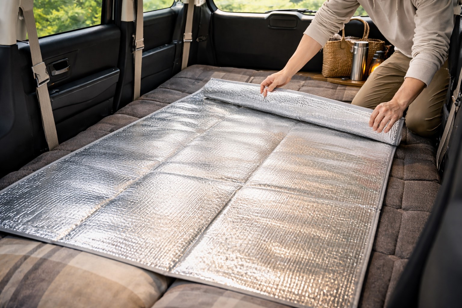 ダイソーのレジャーマットで冷気を遮断