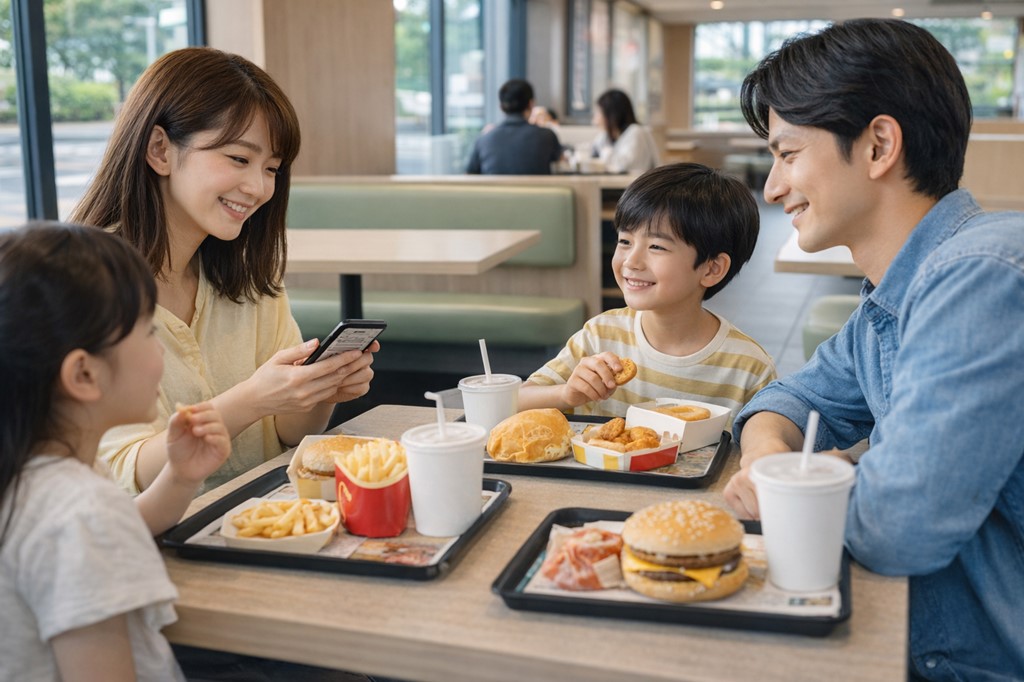家族連れに便利な店内で食べる時の操作