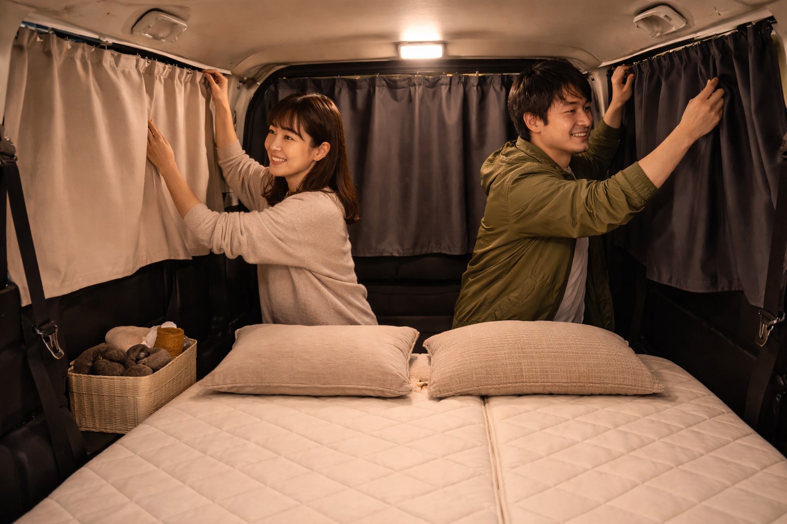 ニトリのアイテムで車内の目隠し対策