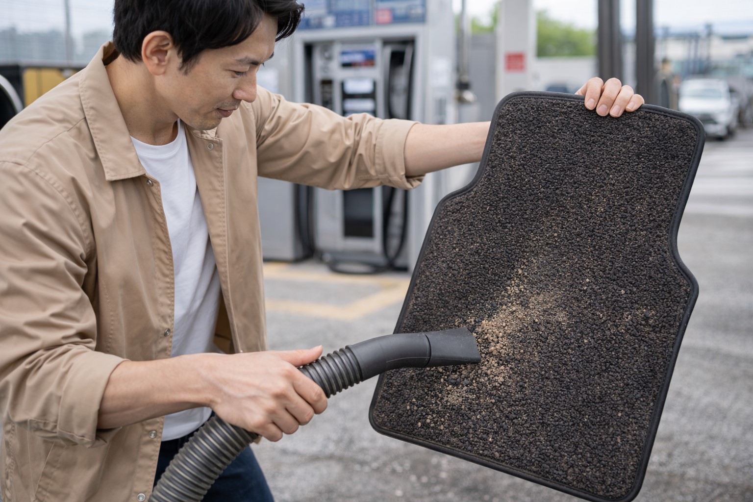 掃除機を併用して砂汚れを落とす