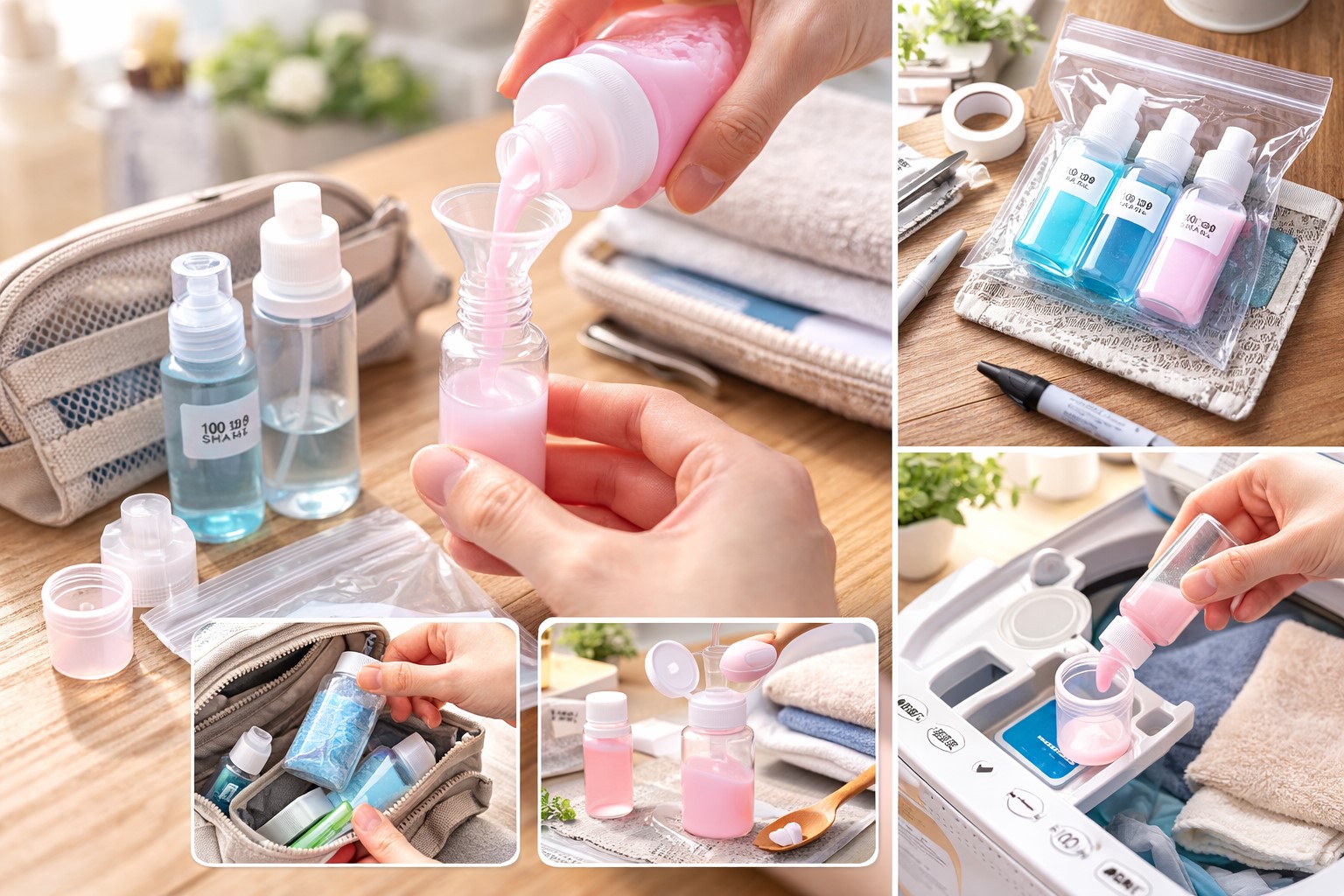 柔軟剤も100均容器でコンパクトに