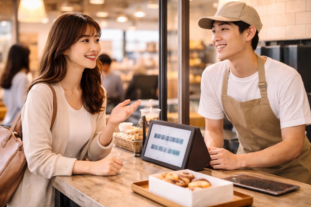 店内の専用窓口で声をかける手順