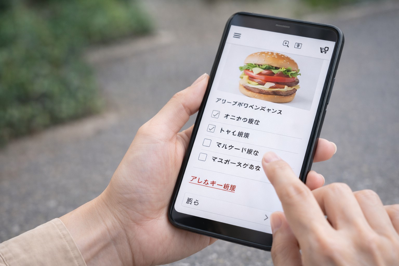 アレルギー情報やカスタム注文の確認方法