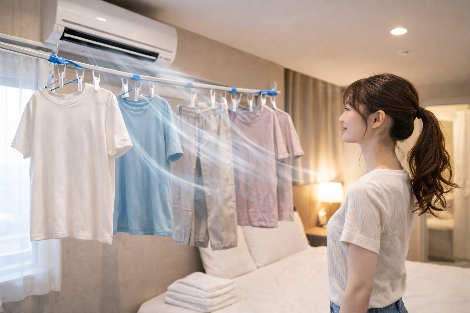 翌朝には乾く効率的な部屋干しのテクニック