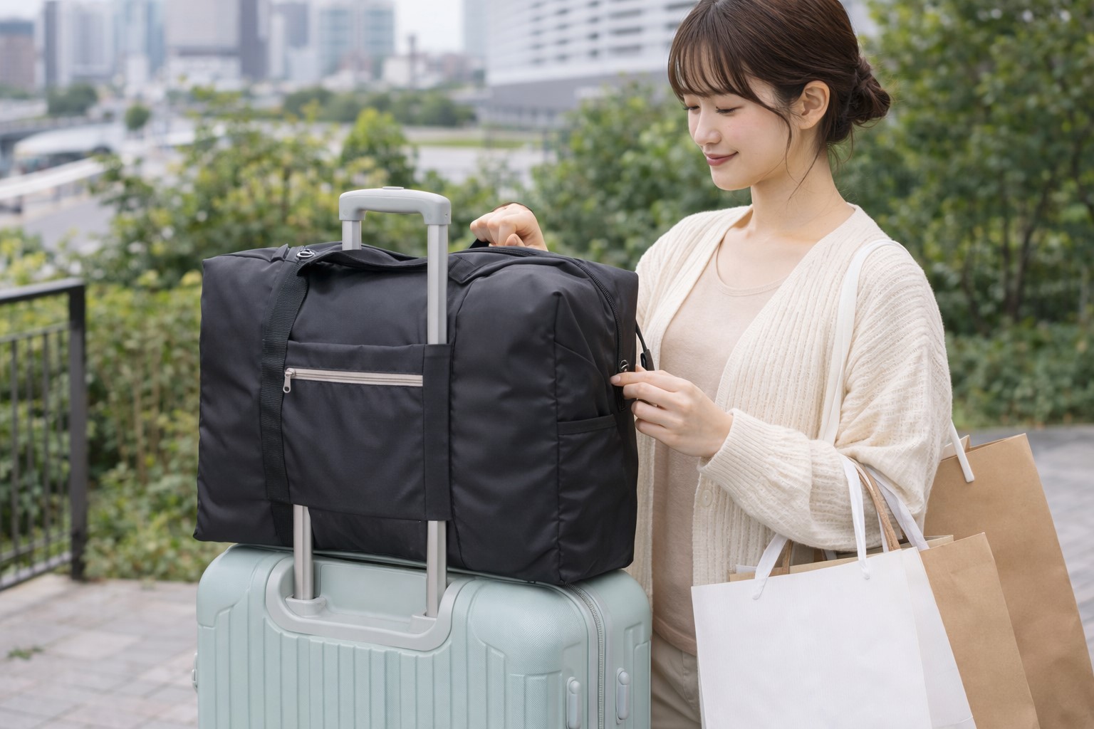 荷物が増えた時用のキャリーオンバッグ