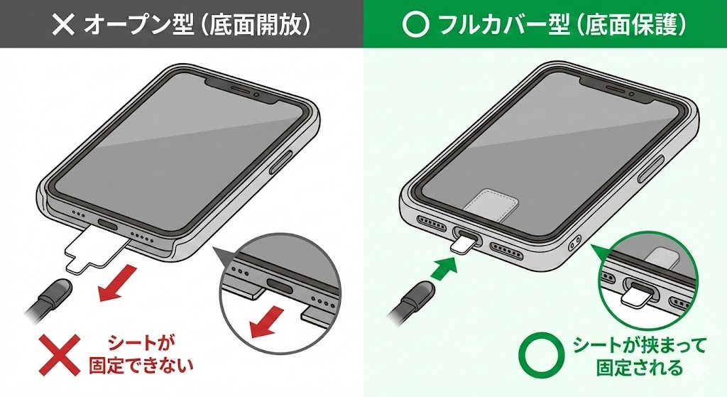 スマホストラップが使えないケースの形状