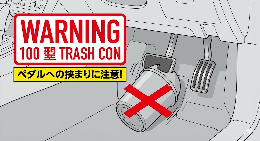 車内のゴミ箱の転倒による事故