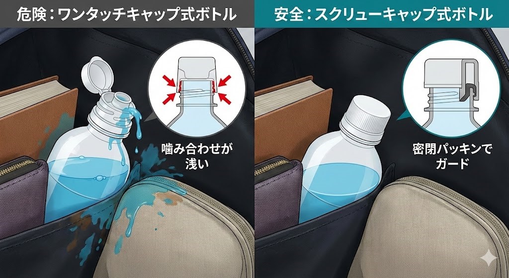 液漏れしにくいボトルの構造と特徴