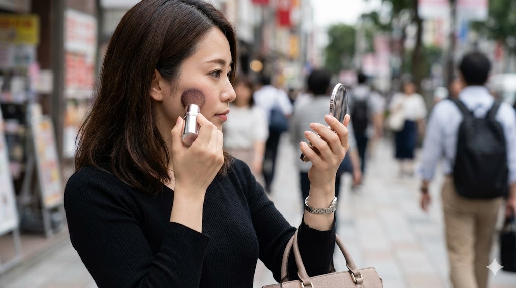 スライド式チークブラシ携帯用の利点