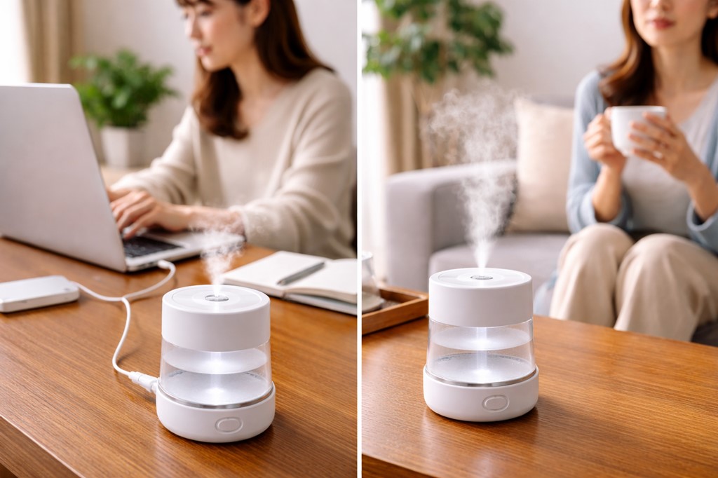 携帯用加湿器の給電方式と機能の違い