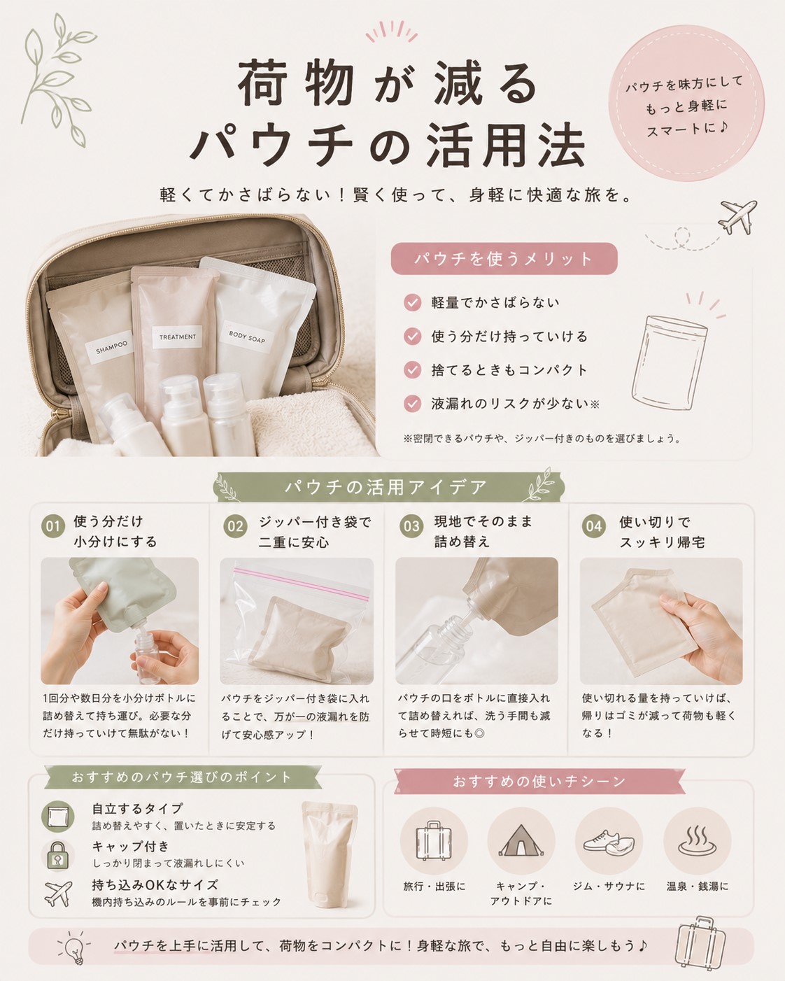 荷物が減るパウチの活用法