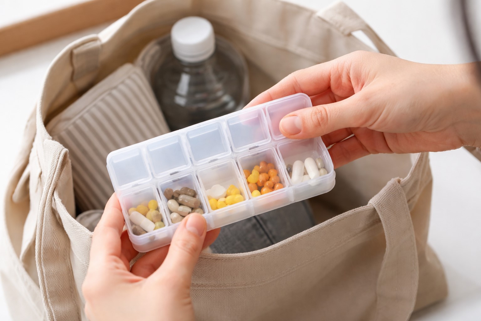 持ち運びに便利なこぼれない構造