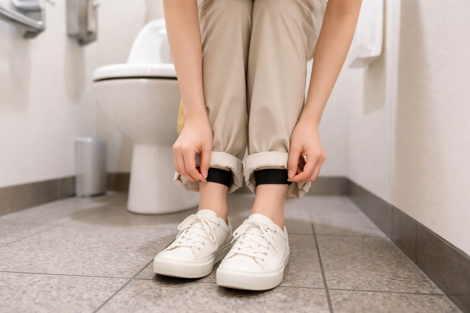 ズボンの裾汚れを防ぐトイレでの裏技