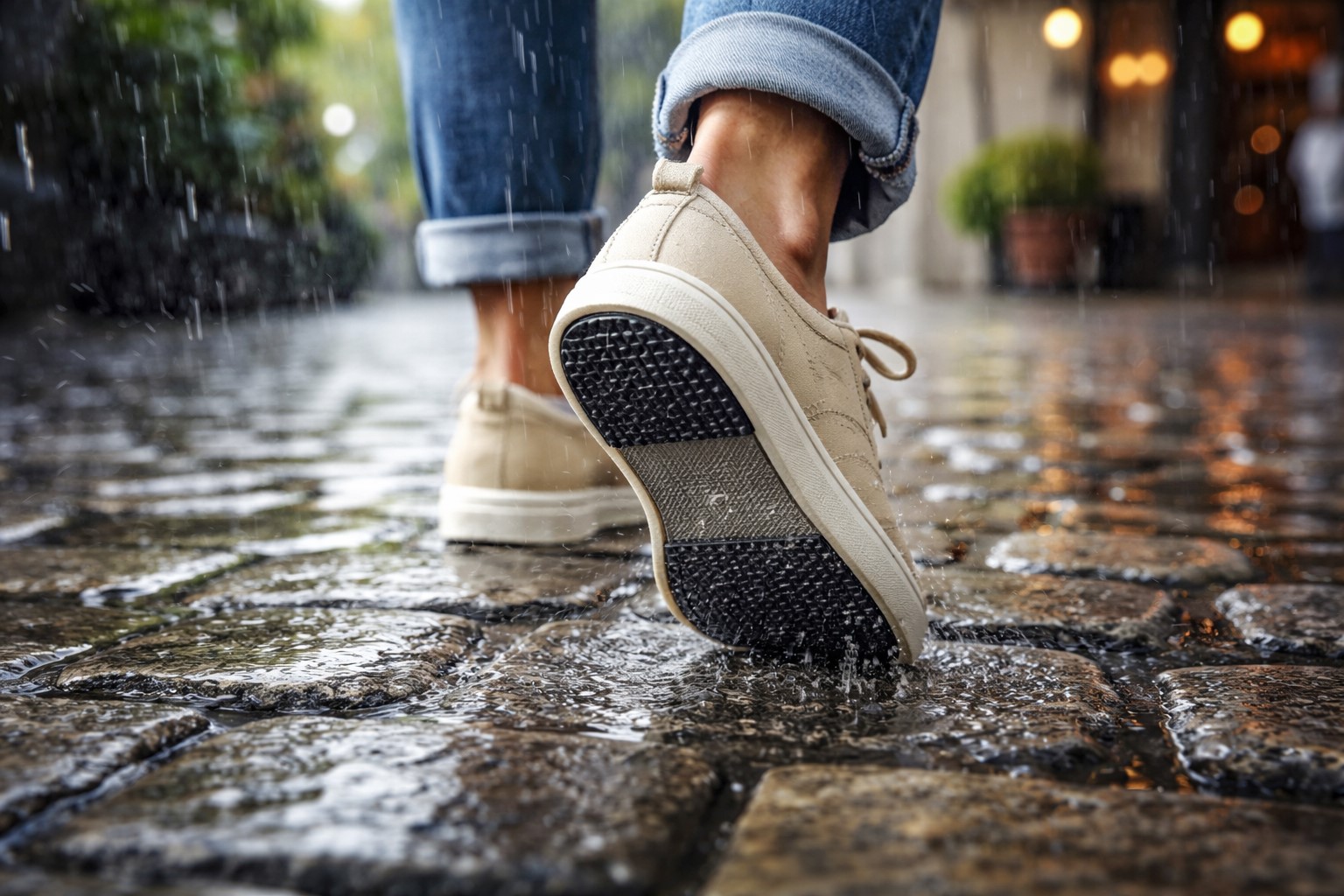 ダイソー靴底用で雨の歩行対策